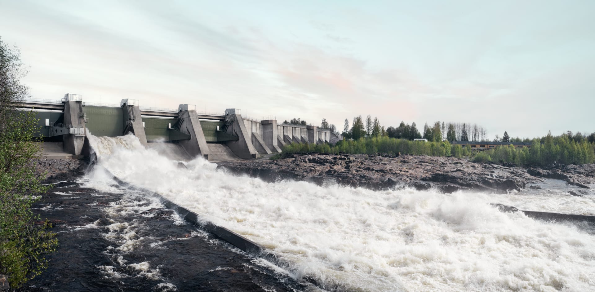 Epic view Hydro plant water flowing