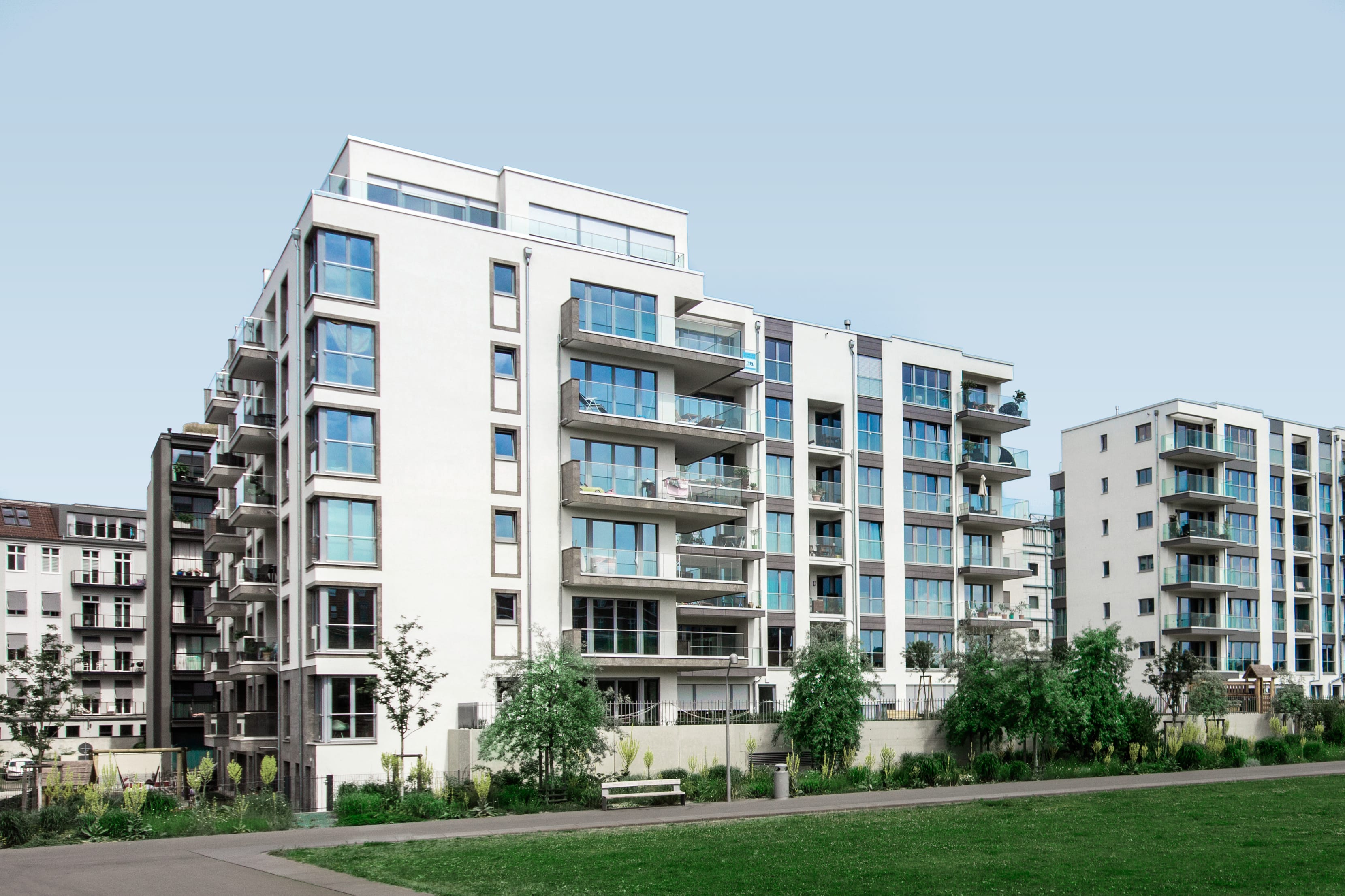Residential area apartment buildings 