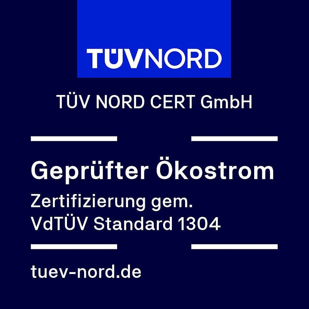 TÜV Nord Zertifikat geprüfter Ökostrom